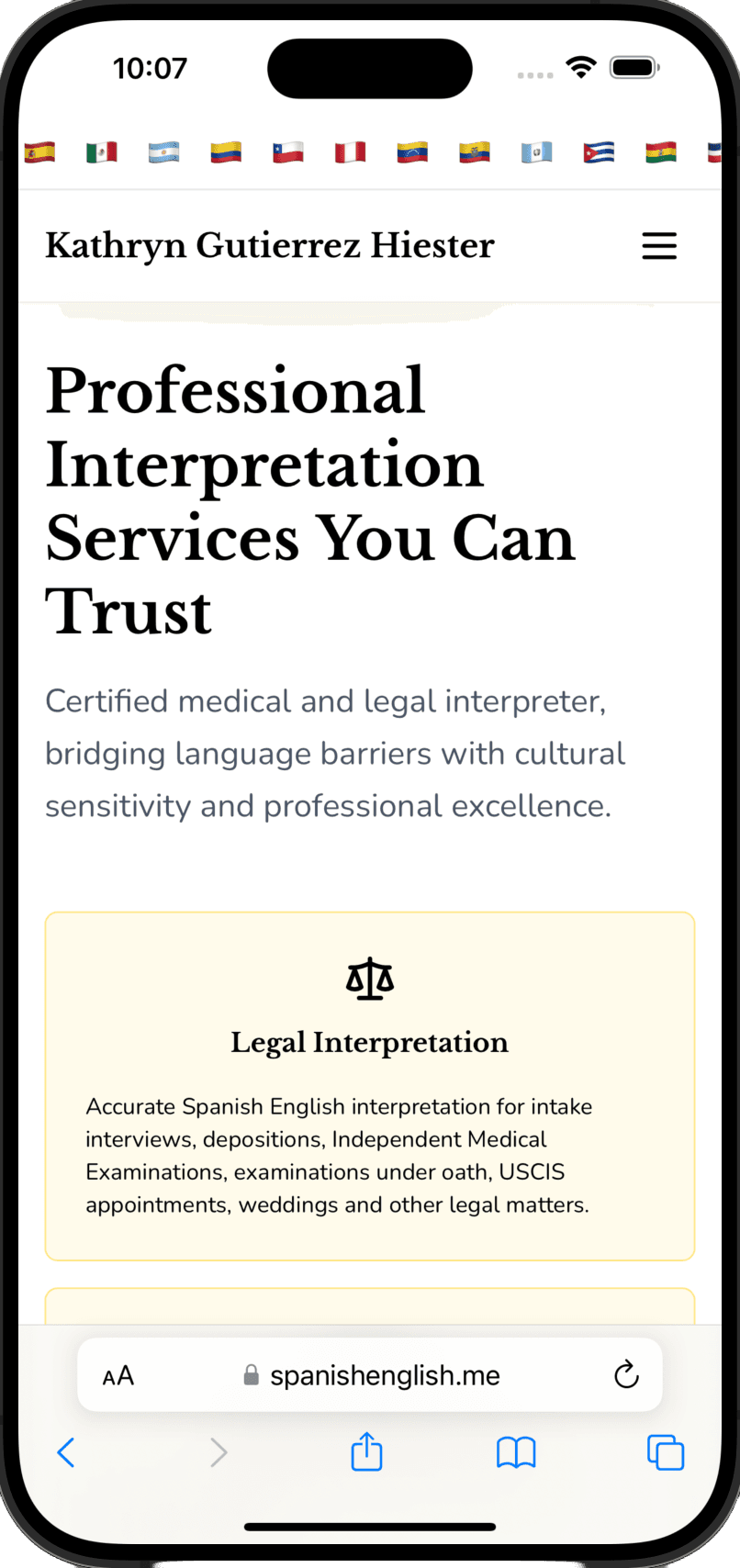 Spanish Interpeter Mobile Experience