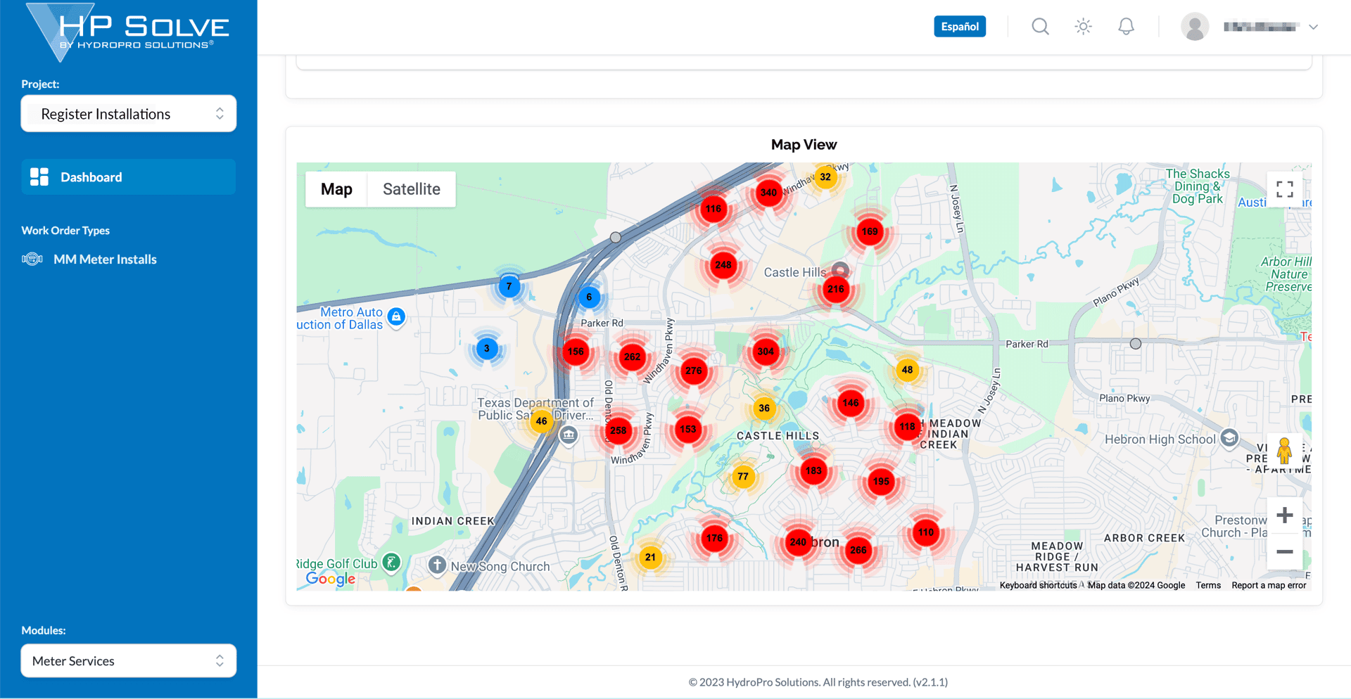 HP Solve Meter Installation Dashboard
